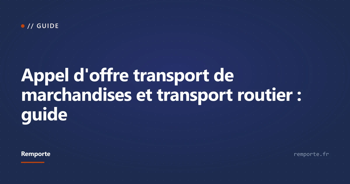 Guide appel d'offre transport marchandises répondre marchés publics