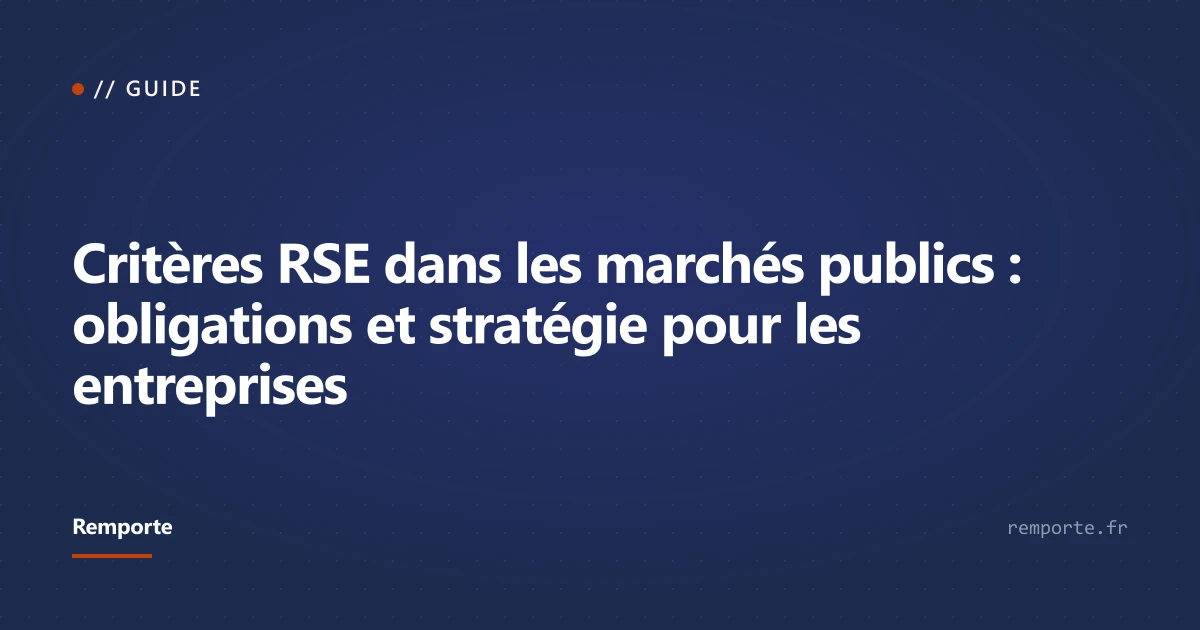 Guide critères RSE développement durable marchés publics entreprises