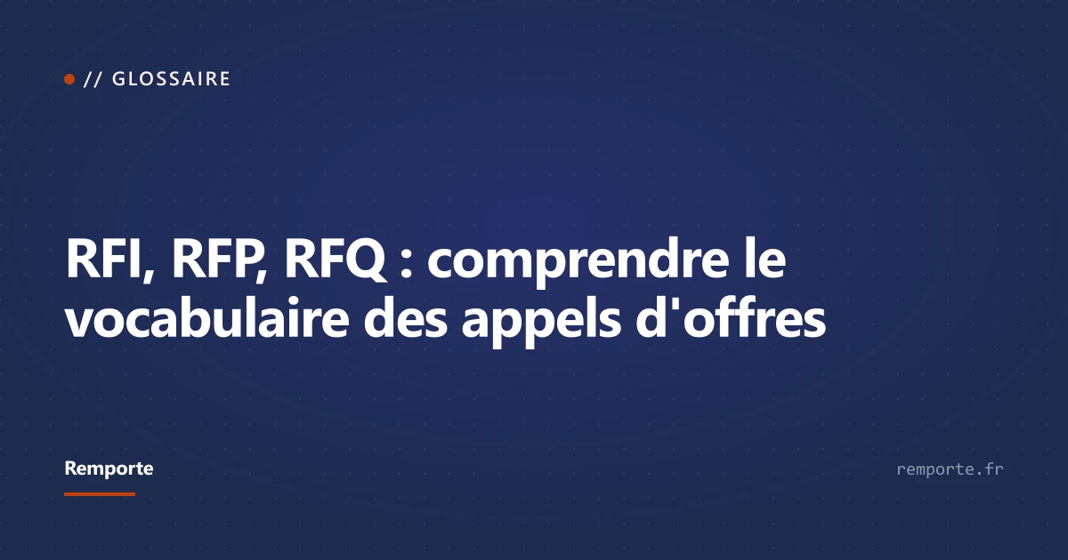 Guide vocabulaire appels d'offres internationaux RFI RFP RFQ définitions et équivalences