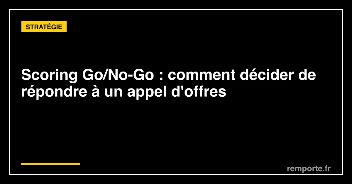 Scoring Go No Go appels d'offres méthode